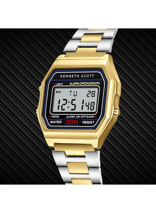 KENNETH SCOTT Men's Stainless Steel Digital Watch K25206-TBTB - 33x36 mm