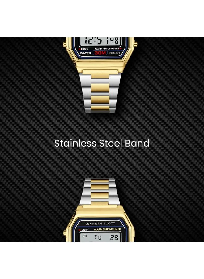 KENNETH SCOTT Men's Stainless Steel Digital Watch K25206-TBTB - 33x36 mm