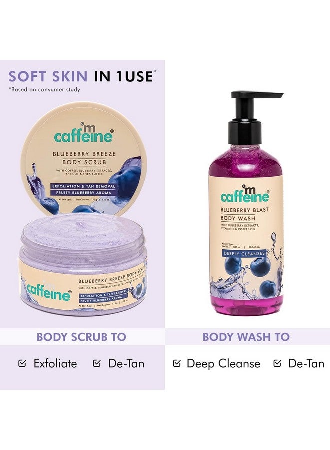 MCaffeine Blueberry Blast Detan & Cleanse Duo For Glowing Skin| Deep Cleanses, Exfoliates, Nourishes| Blueberry Body Wash - 300Ml & Bluberry Scrub - 175 G | Fruity Blueberry Aroma For Men & Women  - Image 4