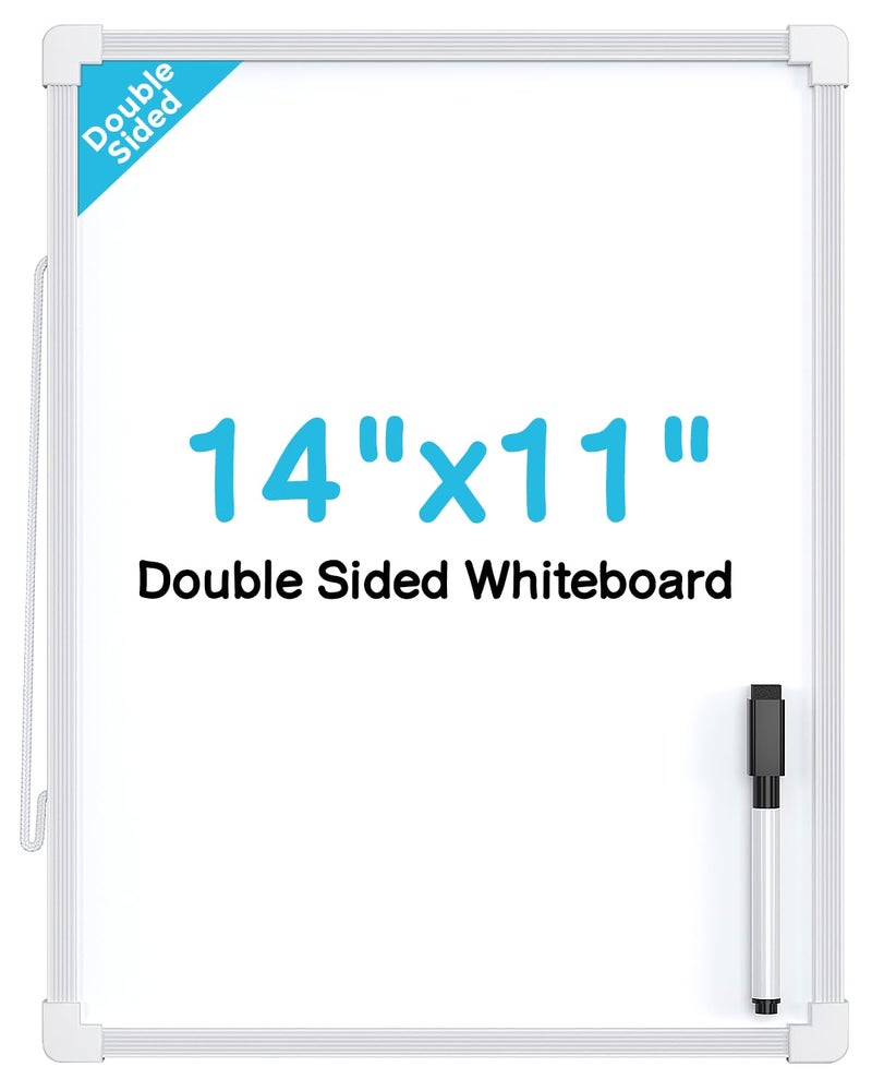 MaxGear Small Dry Erase Board, 14"x11" Double Sided Hanging Whiteboard for Wall, Mini White Board with 3 Dry Erase Markers and 3 magnets, Portable Whiteboard for Planning Learning Writing Drawing Memo - Image 4