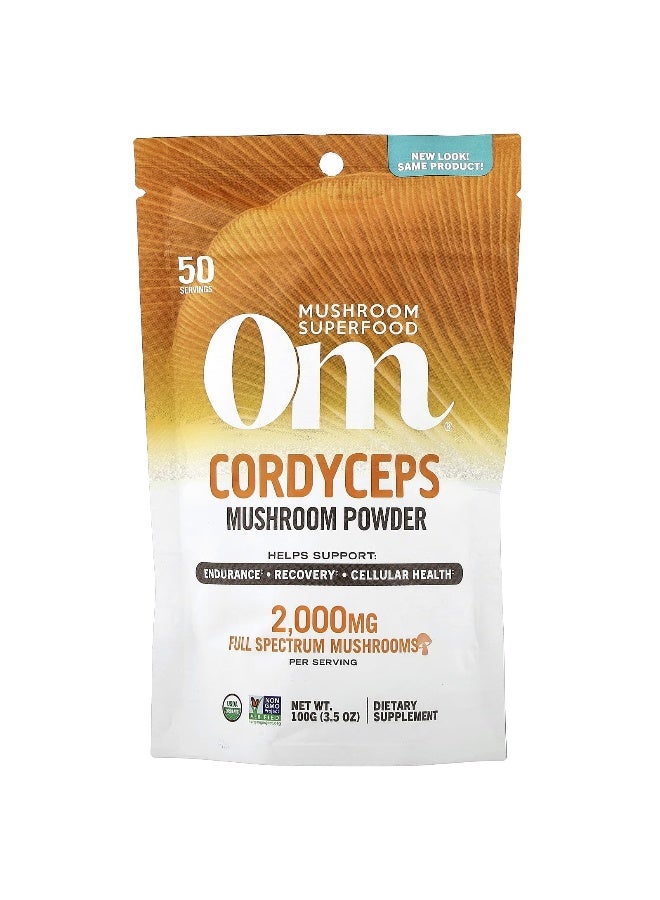 Om Mushrooms فطر أوم، مسحوق الفطر، كورديسيبس، 3.5 أونصة (100 جرام) - Image 1