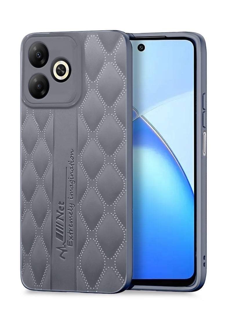 Wtech Infinix Smart 10 HD 4G 2025 Leather Texture Back Anti-Scratch Elegant Look Matte Finish Premium Feel Case Cover - Grey - Image 1