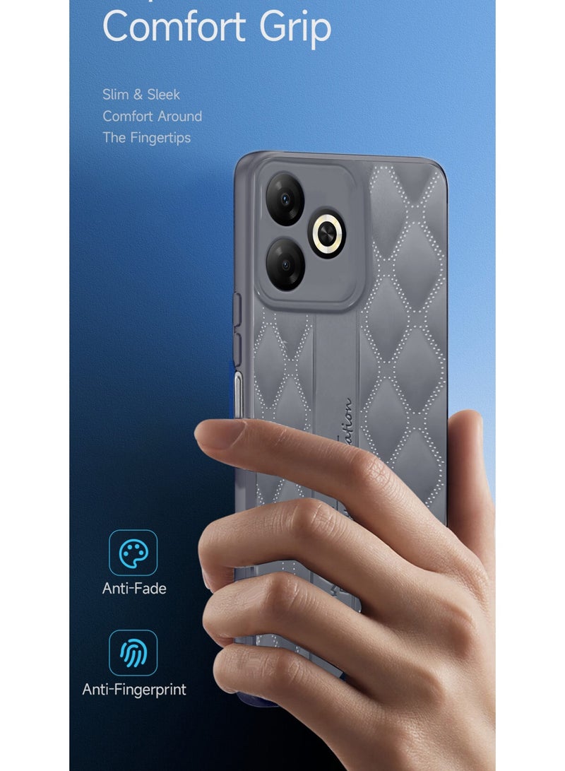 Wtech Infinix Smart 10 HD 4G 2025 Leather Texture Back Anti-Scratch Elegant Look Matte Finish Premium Feel Case Cover - Grey - Image 2