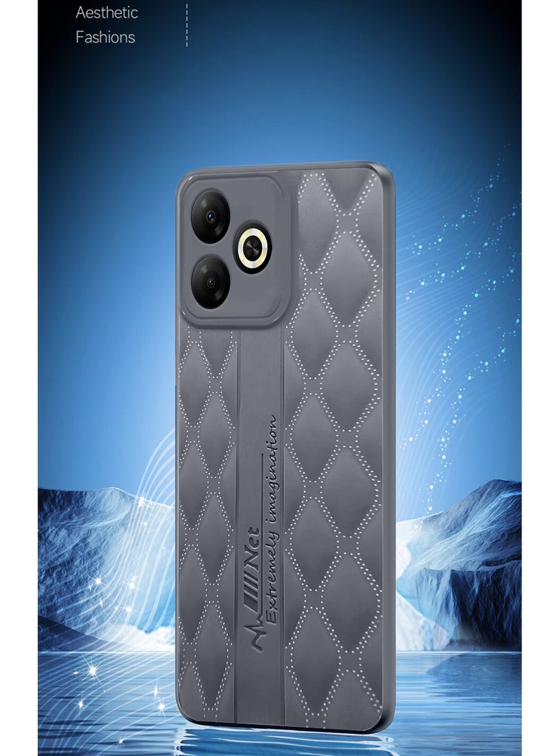 Wtech Infinix Smart 10 HD 4G 2025 Leather Texture Back Anti-Scratch Elegant Look Matte Finish Premium Feel Case Cover - Grey - Image 4