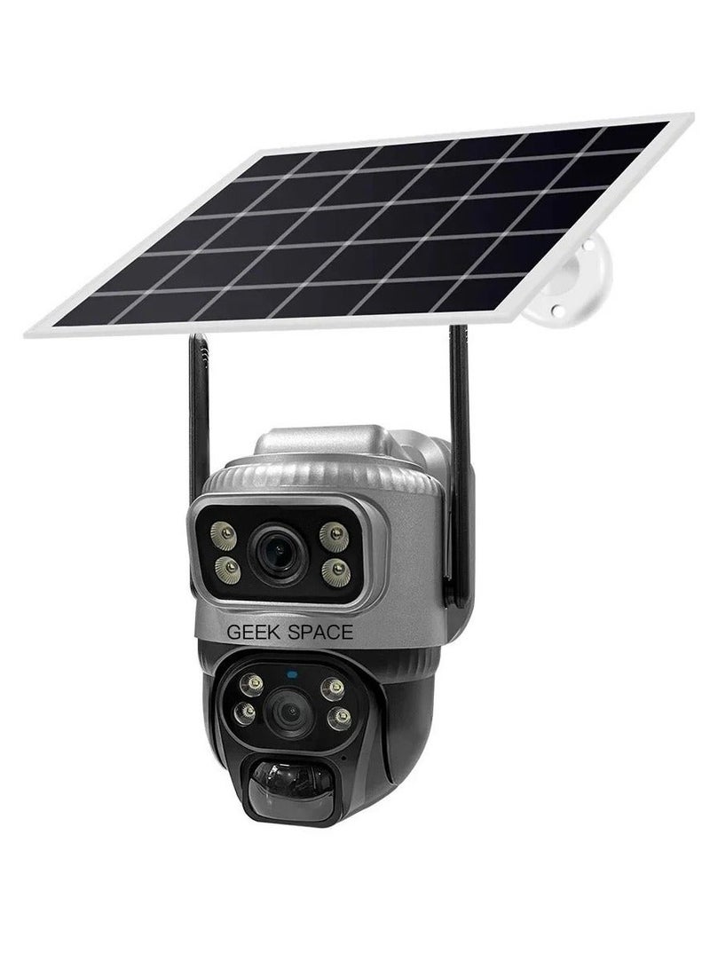 GEEK SPACE V380 Pro Dual-Lens Solar Security Camera – 4G/Wi‑Fi, Pan‑Tilt, AI Tracking, Color Night Vision, IP66 - Image 1