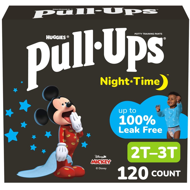 Pull-Ups Boys' Night-Time Potty Training Pants, Size 2T-3T Overnight Training Underwear (16-34 lbs),120 Ct - Image 1