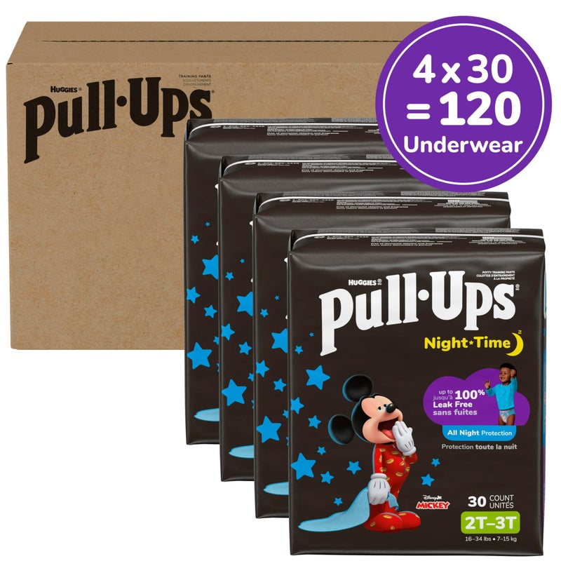 Pull-Ups Boys' Night-Time Potty Training Pants, Size 2T-3T Overnight Training Underwear (16-34 lbs),120 Ct - Image 2