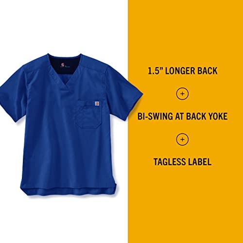 Carhartt Scrubs C15108 Men's Classic Fit Ripstop Bi-Swing Chest Pocket V-Neck Top X-Small Royal Blue - Image 2