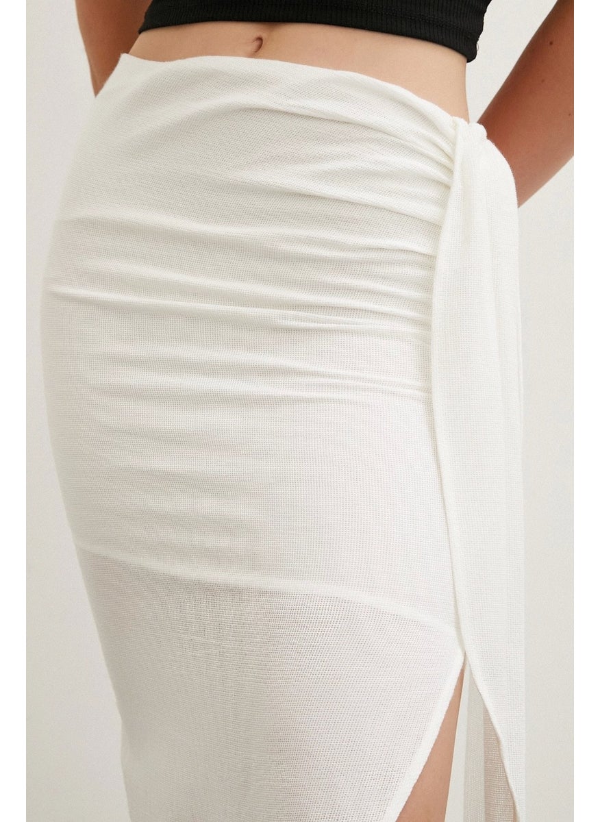 Never More Front Tie Skirt Ecru  - Image 5