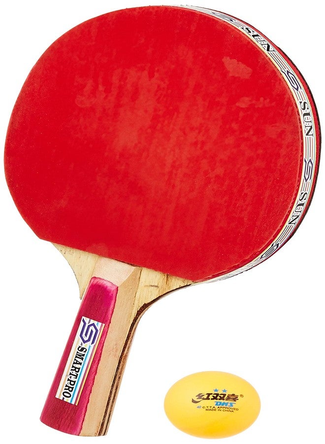 DHS TT Ball 40MM 3 Star Orange (6 Pcs Box) with SMART PRO TT BAT Star - Image 1