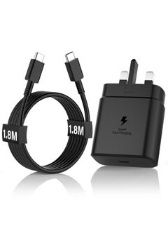 Samsung 45W Fast Charger Type C with 1.8m Cable – Super PD 3.0 for Galaxy S24 Ultra, S23 Ultra, Z Flip5, Z Fold5, Tab S9 Ultra, and More (Black)