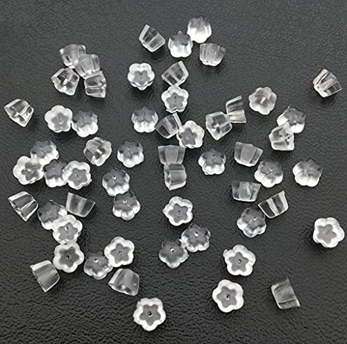 Chunney 500PCS Silicone Earring Backs, Soft Earring Stoppers, Clear Earring Backs (500pcs Flower) - Image 1