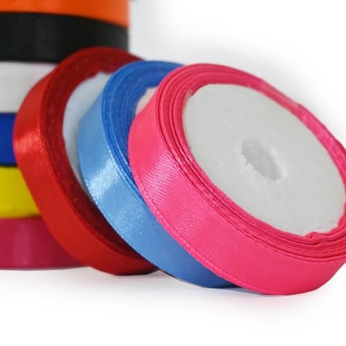 AMAROBA Satin Ribbon Roll Set – 1 Inch Wide (10 Mtr x 10 Pc), Multicolor – Gift Wrapping, Craft Supplies, School Project, Party Decor, DIY Arts, Opening Ceremony, Floral, Multipurpose Use - Image 3