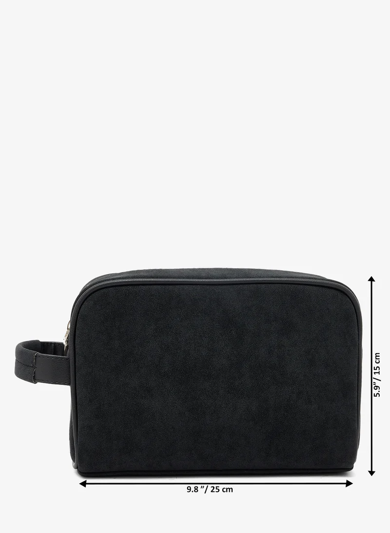 Robert Wood  Zip Closure Suede Toiletry Bag for Men | Best Price UAE