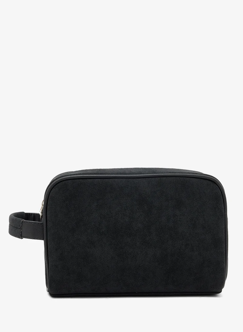 Zip Closure Suede Toiletry Bag