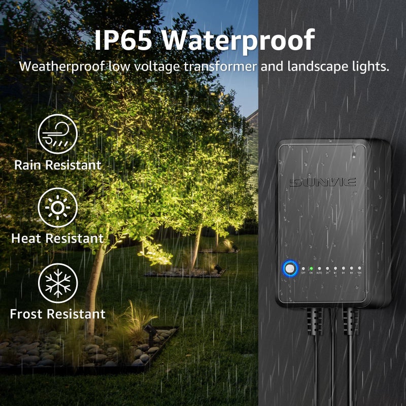 SUNVIE All-In-One LED Landscape Lighting Kit, 8-Pack Low Voltage Landscape Lights with Transformer and 65FT UL-Listed Wire, 3000K Waterproof Outdoor Uplights with Connectors for Yard House Garden Tree - Image 5