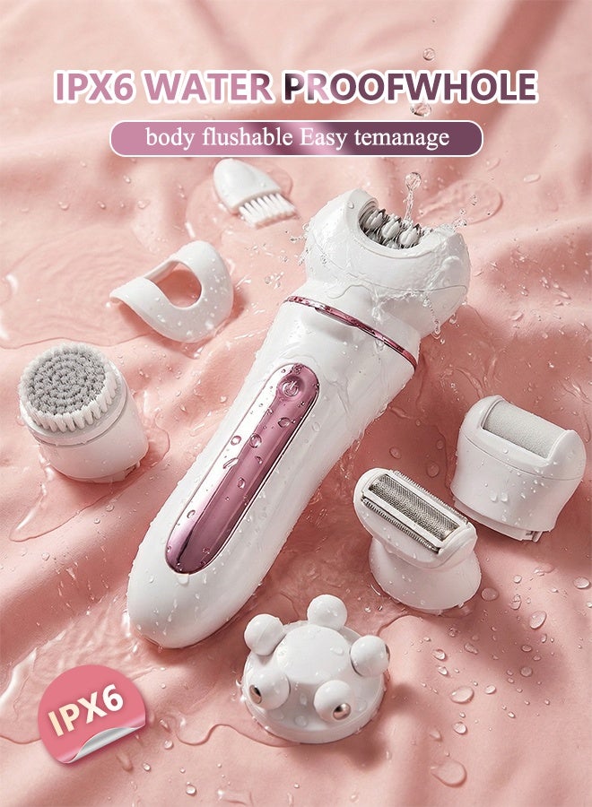 BASILKIT 5-in-1 Women's Epilator Set  Wet And Dry Epilator , Includes shaving/defeathering/grinding the feet/massage/wash a face,White - Image 5