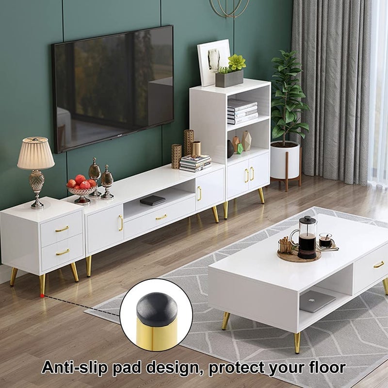 QZibeva Cone Shape Tapered 4 Legs Pack of 4 Pcs Gold Sofa Furniture Legs Stand with Mounting Hardware - Image 2