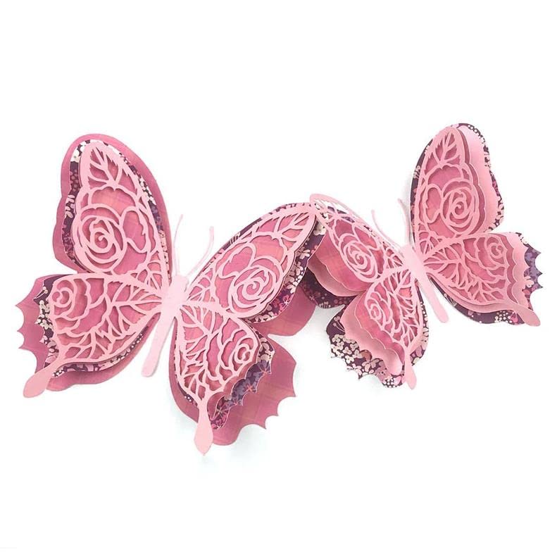 4pcs 3D flower Butterfly Metal Cutting Die Cuts DIY Crafts Template 4pcs 3D flower Butterfly Scrapbook Cards Cutting Dies Cut Stencils for DIY Embossing Card Making Decorative Paper Dies Scrapbooking