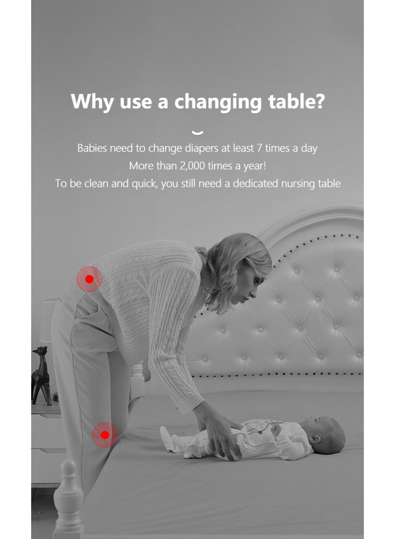 XiuWoo 3-Tier Moveable Baby Changing Table, Infant Diaper Changing Station, Mobile Nursery Organizer, Diaper Dresser, Baby Storage Rack, Baby Bed with Wheels, Clothes and Towel Drying Rack - Image 4