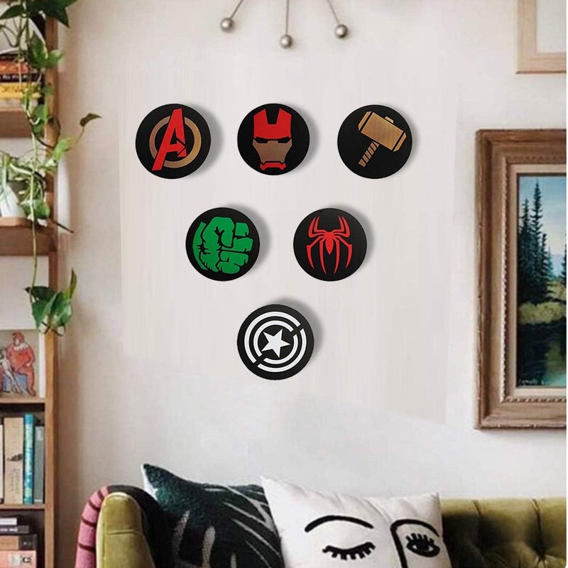 300Sparkles Avenger Fan Wooden Wall Decor 6 Pcs Set Best For Kids Room Hulk Spider man Captain America Thor Home Room Office - Image 2