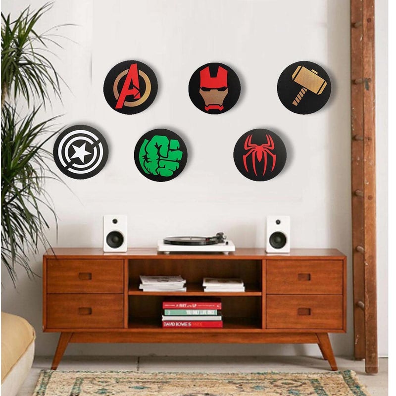 300Sparkles Avenger Fan Wooden Wall Decor 6 Pcs Set Best For Kids Room Hulk Spider man Captain America Thor Home Room Office - Image 4