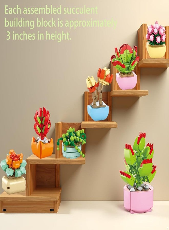 BRICHBROW 12 Pack Flowers Succulents Mini Building Set,Plant Building Blocks Toy, Gifts for Mother's Day, Valentine's Day,Easter Party Favors - Image 4