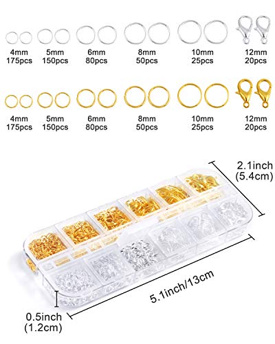 PP OPOUNT 65 Feet Jewelry Chains Necklace Chains 2 mm Jewelry Making Chains with 960 Pieces Jump Rings 40 Pieces Lobster Clasps Jewelry Making Tools (Gold, Silver Total in 65 Feet) - Image 2