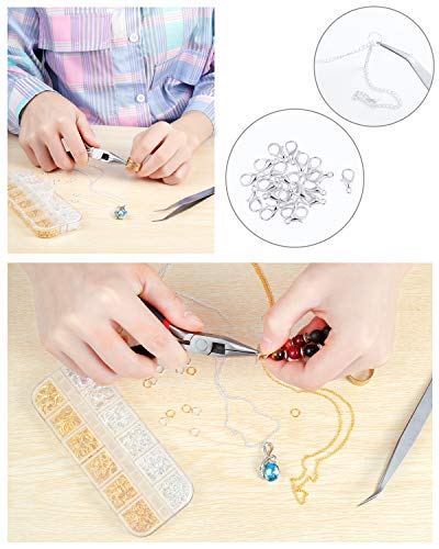 PP OPOUNT 65 Feet Jewelry Chains Necklace Chains 2 mm Jewelry Making Chains with 960 Pieces Jump Rings 40 Pieces Lobster Clasps Jewelry Making Tools (Gold, Silver Total in 65 Feet) - Image 5
