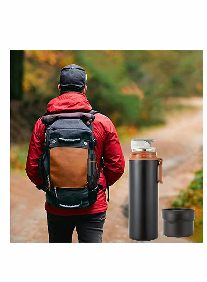 واي آند دي 450ml Insulated Water Bottle Stainless Steel Vacuum Coffee Cup with Handle, Flask Double Walled Sport Travel Mug Leakproof Lid, Keep Hot & Cold 12 Hours BPA Free, 15oz - Image 2