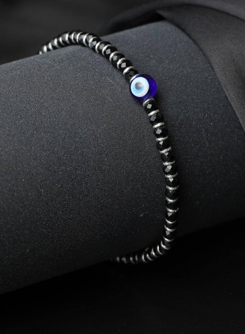 Priyaasi Women 92.5 Sterling Beaded Evil Eye Charm Bracelet  - Image 1