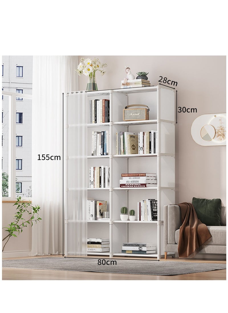 رف الكتب، منظم تخزين 10 مكعبات، خزانة كتب DIY، رف كتب مكعب معدني، حقيبة كتب طويلة لغرفة النوم، غرفة المعيشة، المكتب، منظم تخزين الخزانة