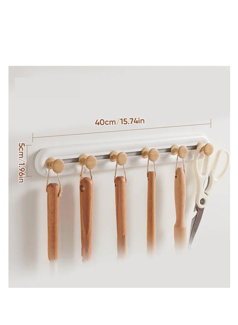 Household Hook Rack, 6 Sliding Hook Rack, Drilling Free Reusable Clothes Hat Bag Racks, Suitable for Bedroom, Bathroom, Kitchen Utensils, Garden, Office  - Image 2