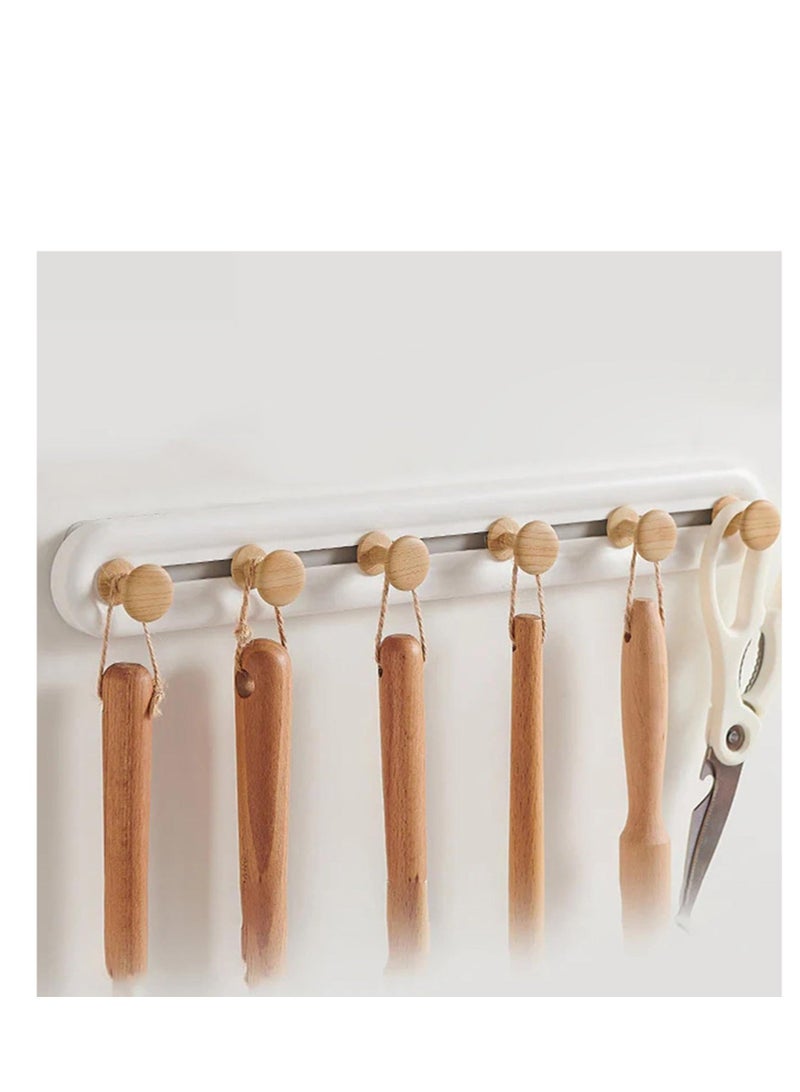 Household Hook Rack, 6 Sliding Hook Rack, Drilling Free Reusable Clothes Hat Bag Racks, Suitable for Bedroom, Bathroom, Kitchen Utensils, Garden, Office  - Image 4