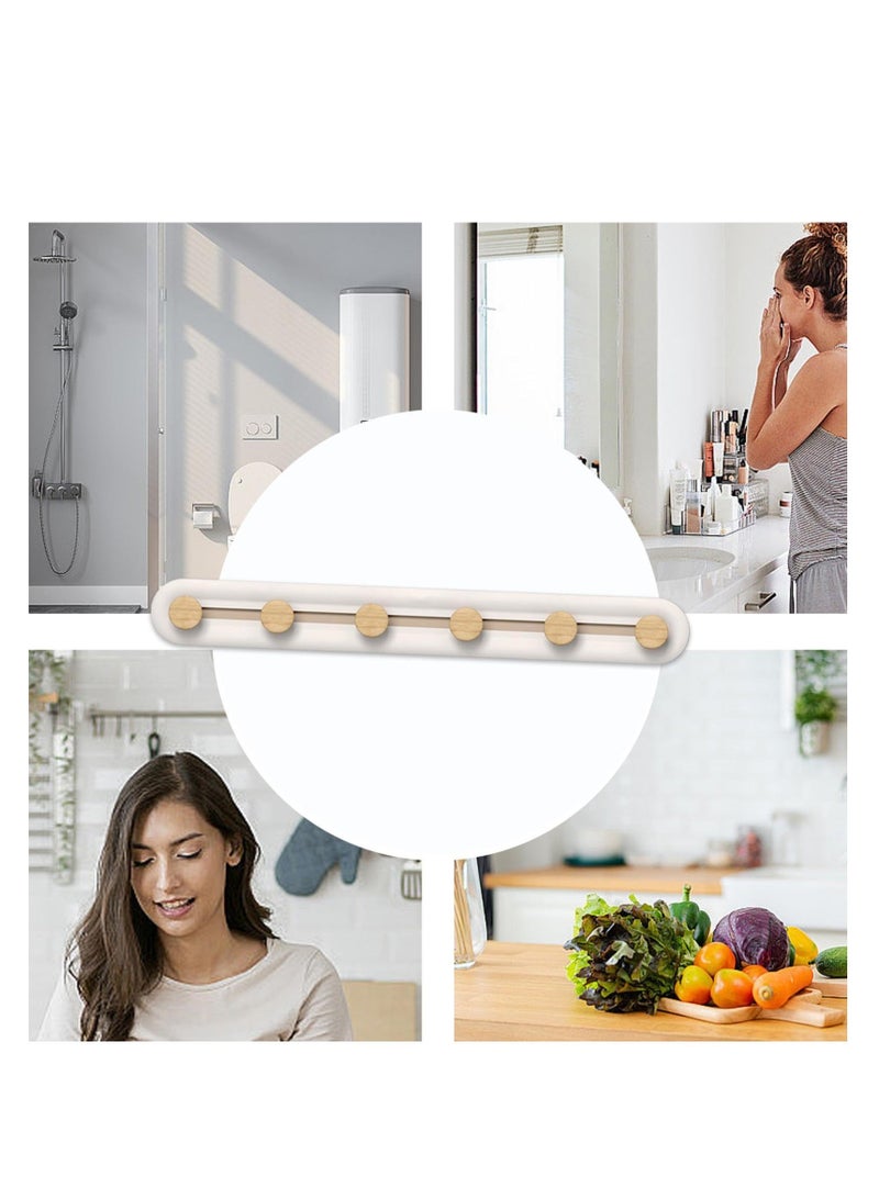 Household Hook Rack, 6 Sliding Hook Rack, Drilling Free Reusable Clothes Hat Bag Racks, Suitable for Bedroom, Bathroom, Kitchen Utensils, Garden, Office  - Image 5