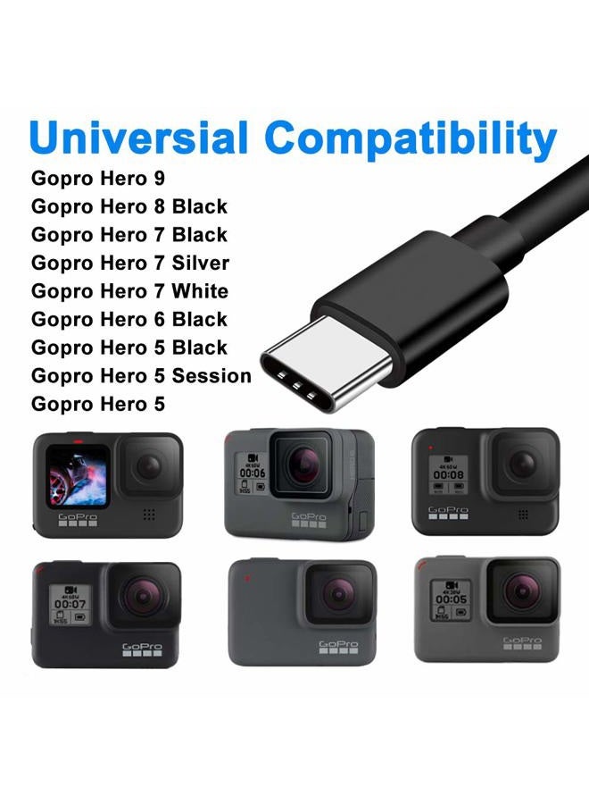 VOTY كابل شحن USB C بطول 6 أقدام - عبوة 2 لجهاز GoPro Hero 11، Hero 10، Hero 9، Hero 8 Black MAX، Hero 7 Black، Silver، White، Hero 6، Hero 5، 2018، Hero5 Session، كابل شاحن نوع C لنقل البيانات ومزامنة الطاقة - Image 2
