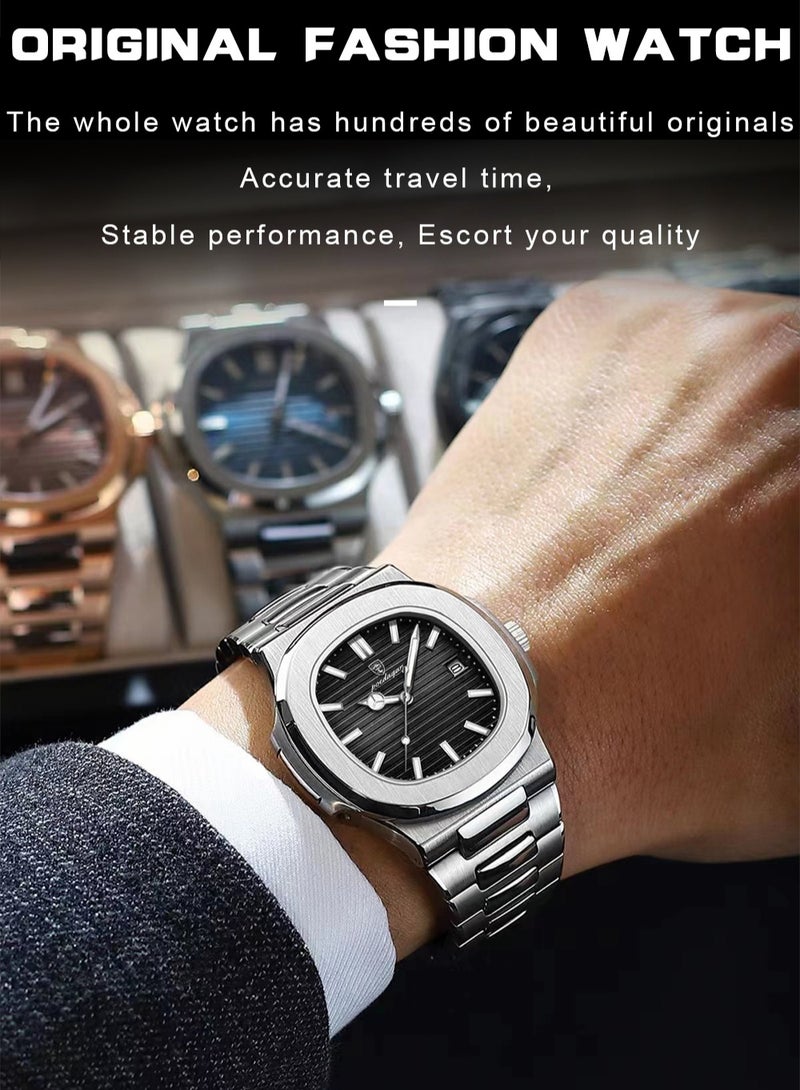 POEDAGAR Watch for Men Quartz Stainless Steel Water Resistant Analog Watch - Image 2