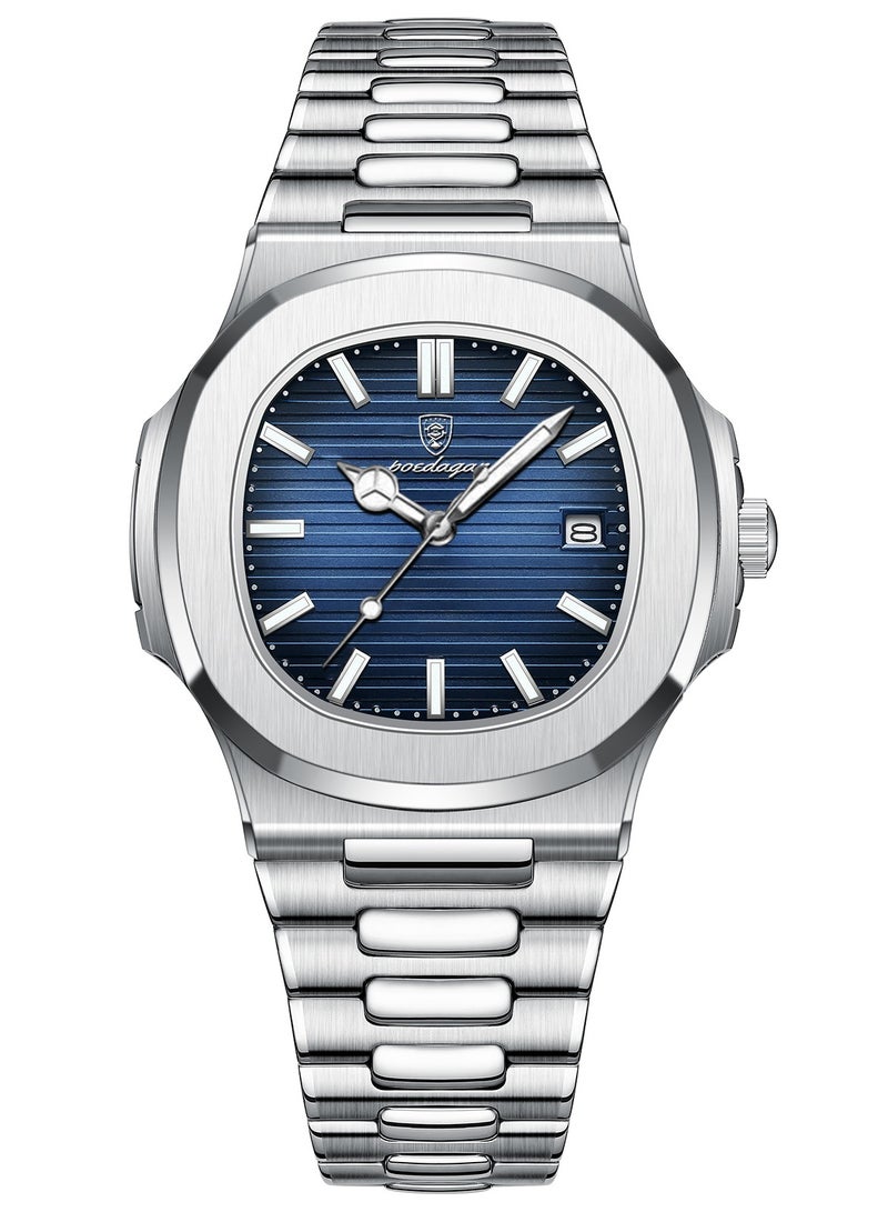 POEDAGAR Watch for Men Quartz Stainless Steel Water Resistant Analog Watch - Image 1