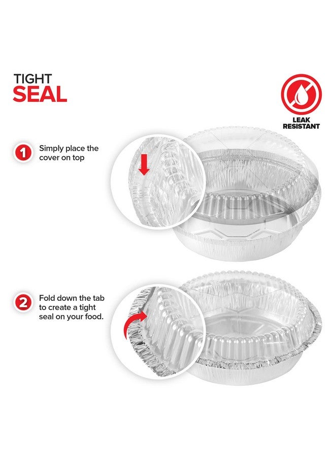 Stock Your Home Stock Your Home 7 Inch Round Aluminum Pans with Lids (50 Pack) Disposable Foil Pan with Clear Dome Top, To Go Pie Tins, Containers for Baking or Take out Food - Image 5