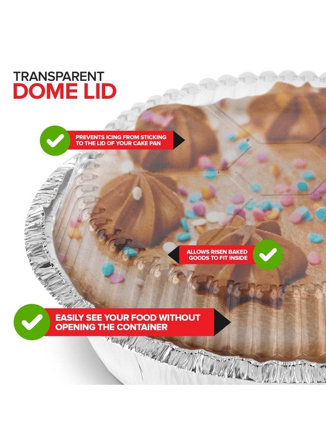 Stock Your Home Stock Your Home 7 Inch Round Aluminum Pans with Lids (50 Pack) Disposable Foil Pan with Clear Dome Top, To Go Pie Tins, Containers for Baking or Take out Food - Image 4