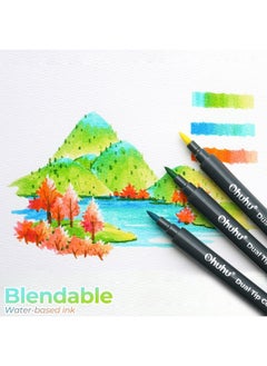 Ohuhu Ohuhu Markers Brush Tip 48-colors with 36-sheet Coloring Book - Double Tipped Markers for Adults Coloring Books - Art Marker Set Bundles with 100% Bleed-proof Coloring Pages - Fine & Brush Dual Tips  - Image 4