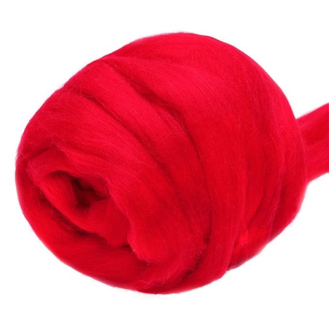 353OZ WOOL ROVING YARN WOOL FELTING SUPPLIES PURE WOOLS CHUNKY YARN SPINNING WOOL ROVING FOR NEEDLE FELTING WET FELTING DIY HAND SPINNING RED
