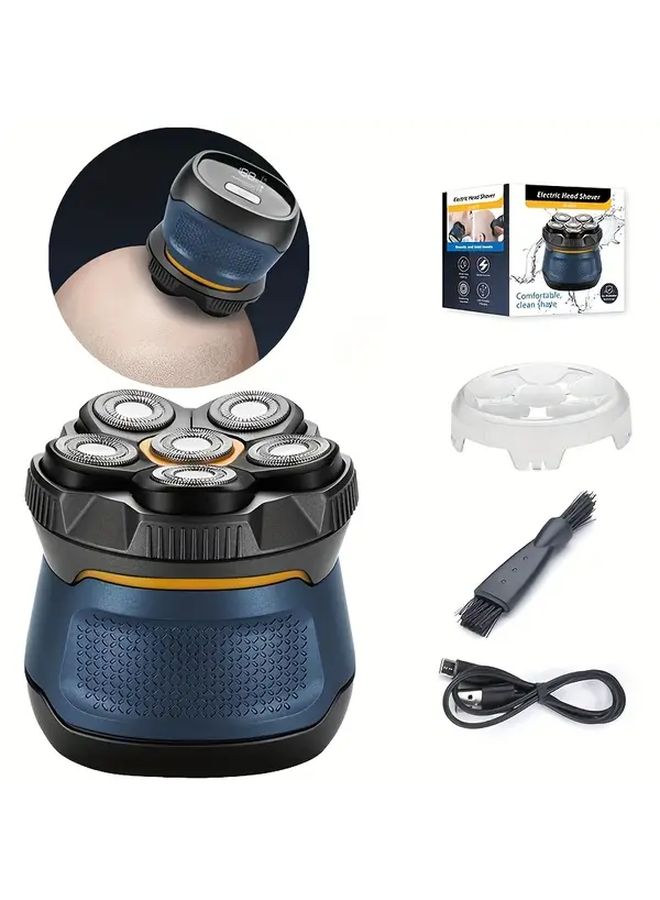 Dark Blue Mens Razor Self Sharpening 6 Blade Cartridge Dual Flex Heads Magnetic Shaving System Wet Dry Use - Image 1