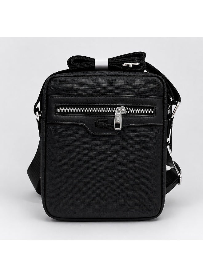 Black Crossbody Bag with Front Zipper – Compact Everyday Shoulder Bag