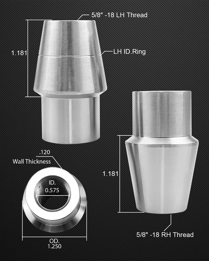 AUGREX Upgrade 5/8 Heim Joints Rod End Kit, Left and Right Hand Thread 750 Chromoly Heim Joint, Panhard Bar Rod End Kit with Tube Adapters and Jam Nuts, 1 Set - Image 3