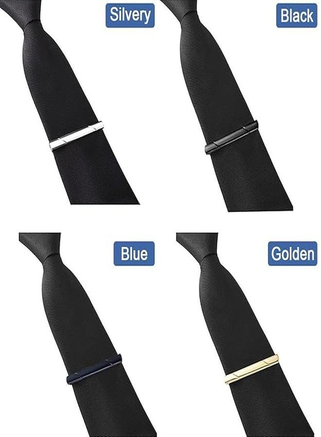 MOHILAA 4‑pcs Tie Clip Set for Men | Formal Tie Pin & Necktie Bar Clasp | Metal Fashion Plating Finish | Ideal for Suits, Weddings & Office | Gift Box Included - Image 3
