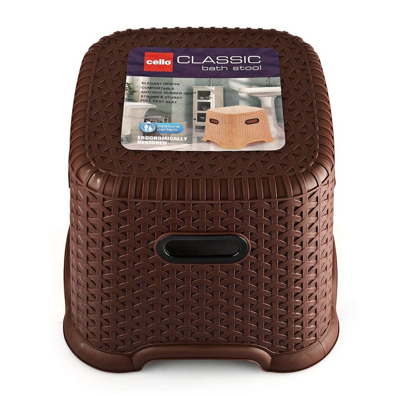 Cello CELLO Classic Perfect Posture Plastic Stool | Plastic Stool for Sittng | Light Weight & Stackable | Ideal for Kitchen, Suitable for Home, Office, Hotel & Bathroom |Small | Brown  - Image 4