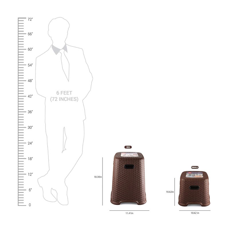 Cello CELLO Classic Perfect Posture Plastic Stool | Plastic Stool for Sittng | Light Weight & Stackable | Ideal for Kitchen, Suitable for Home, Office, Hotel & Bathroom |Small | Brown  - Image 2