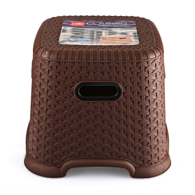 Cello CELLO Classic Perfect Posture Plastic Stool | Plastic Stool for Sittng | Light Weight & Stackable | Ideal for Kitchen, Suitable for Home, Office, Hotel & Bathroom |Small | Brown  - Image 1