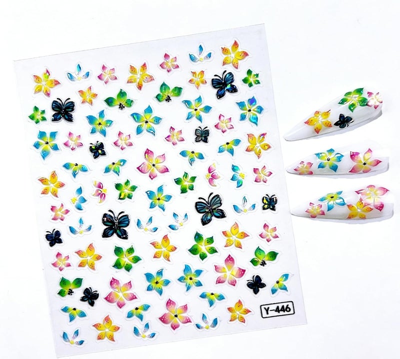 Maigitur 6Sheets Flower Nail Stickers 5D Embossed Colorful Floral Daisy Nail Decals Cute Hibiscus Petal Nail Designs Sring Nails Supplies 3D Self-Adhesive Summer Nails Art Stickers for Women DIY Manicure - Image 2